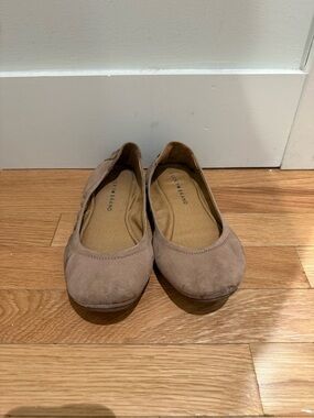 Lucky Brand Taupe Suede Slip-On Ballet Flats